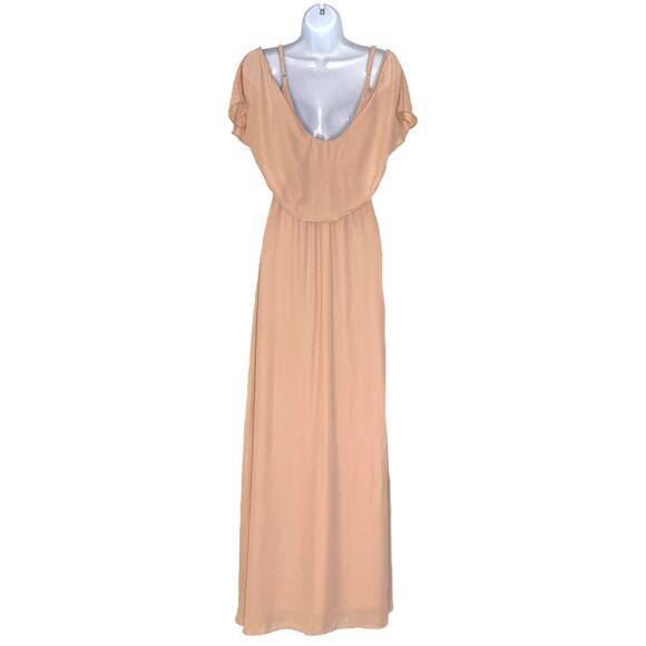 Show Me Your MuMu Caitlin Ruffle Dusty Blush Crisp Maxi Bridesmaid Dress S NWOT - Picture 4 of 12
